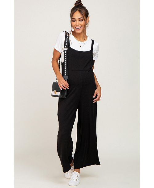 Pinkblush Maternity Black Sleeveless Pocketed Wide Leg Jumpsuit Women's Fashion Shoes & Accessories