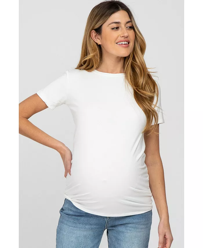 Pinkblush Maternity Blue Basic Short Sleeve Top Women's Fashion Shoes & Accessories