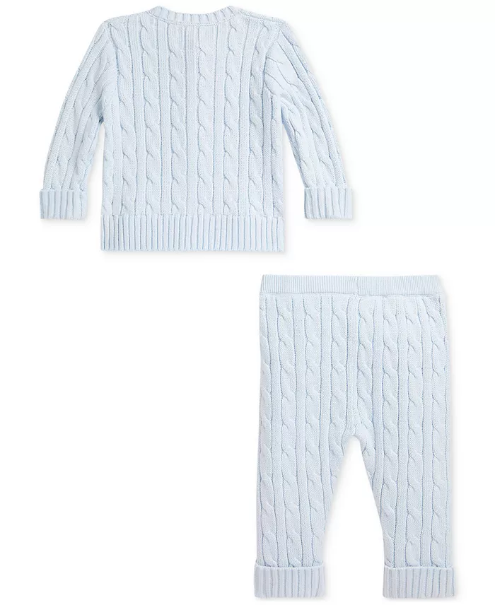 Polo Ralph Lauren Baby Boys Cotton Cable-Knit Cardigan & Pants Set Kids