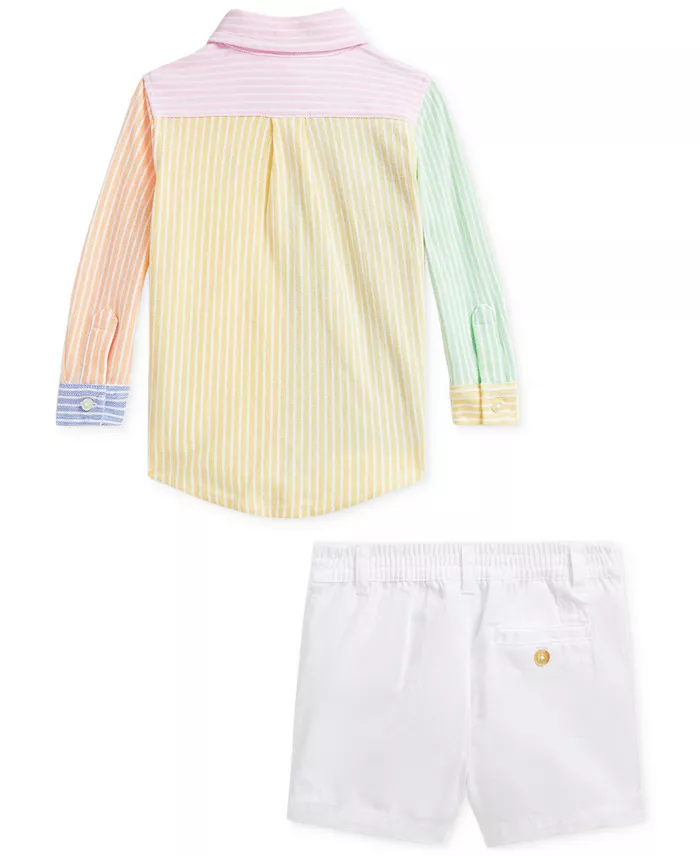 Polo Ralph Lauren Baby Boys Striped Oxford Shirt & Chino Shorts Set Kids