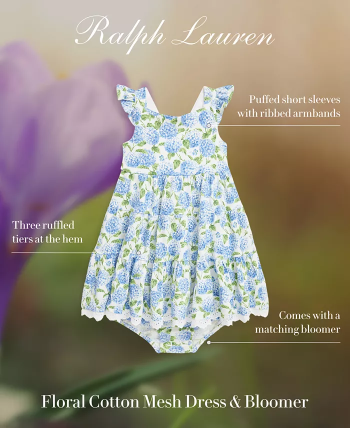 Polo Ralph Lauren Baby Girls Floral Flutter-Sleeve Dress Kids
