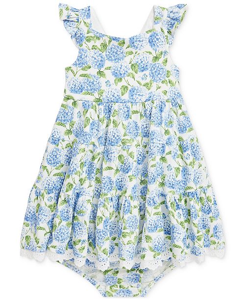 Polo Ralph Lauren Baby Girls Floral Flutter-Sleeve Dress Kids