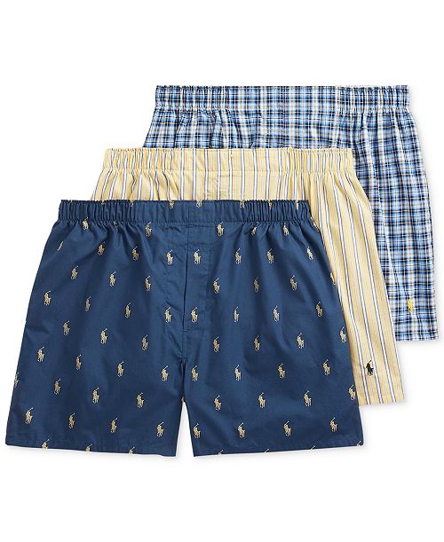 Polo Ralph Lauren Men's 3-Pack Classic Woven Cotton Boxers Men's Fashion & Accessories