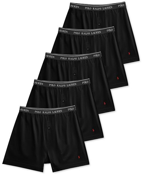 Polo Ralph Lauren Men's 5-Pack Classic-Fit Cotton Knit Boxers Men's Fashion & Accessories