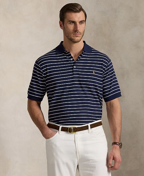 Polo Ralph Lauren Men's Big & Tall Striped Cotton Interlock Polo Shirt Men's Fashion & Accessories