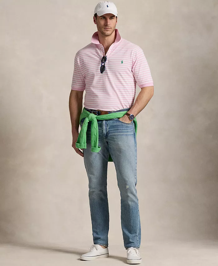 Polo Ralph Lauren Men's Big & Tall Striped Mesh Polo Shirt Men's Fashion & Accessories