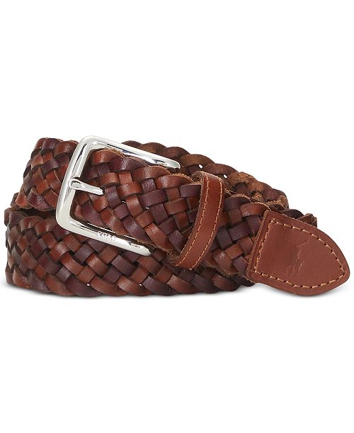 Polo Ralph Lauren Men's Braided Leather Belt Men's Fashion & Accessories