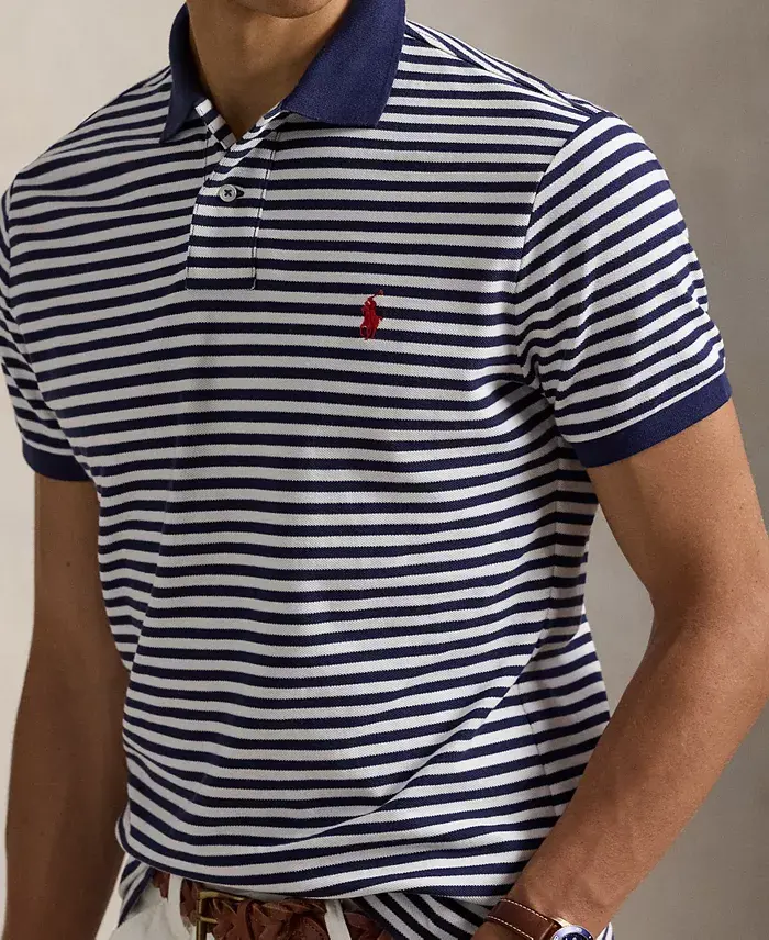 Polo Ralph Lauren Men's Classic-Fit Striped Mesh Polo Shirt Men's Fashion & Accessories