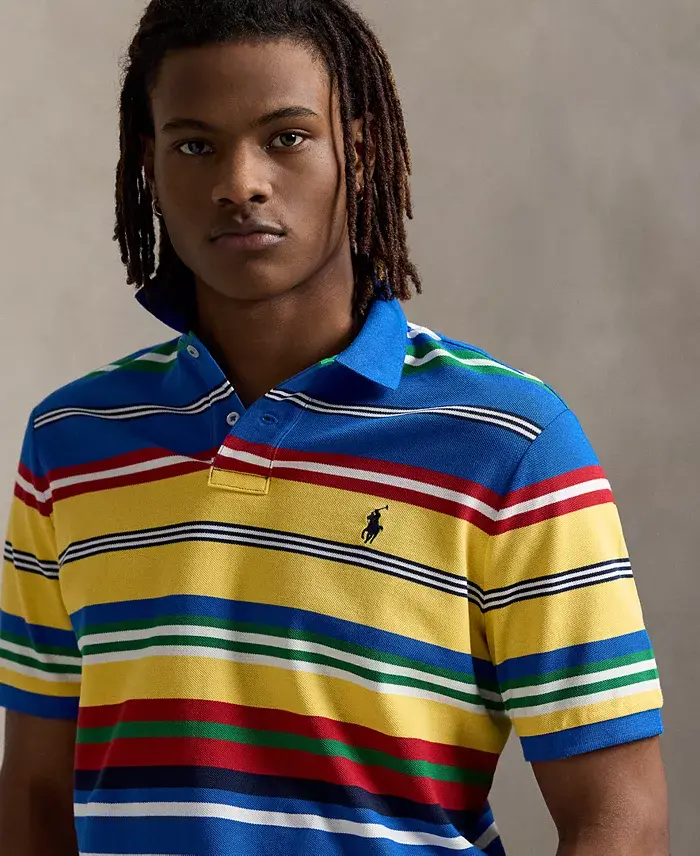 Polo Ralph Lauren Men's Classic-Fit Striped Mesh Polo Shirt Men's Fashion & Accessories