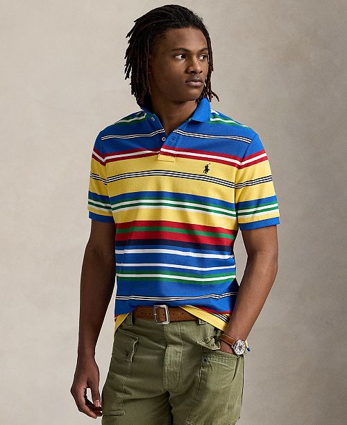 Polo Ralph Lauren Men's Classic-Fit Striped Mesh Polo Shirt Men's Fashion & Accessories