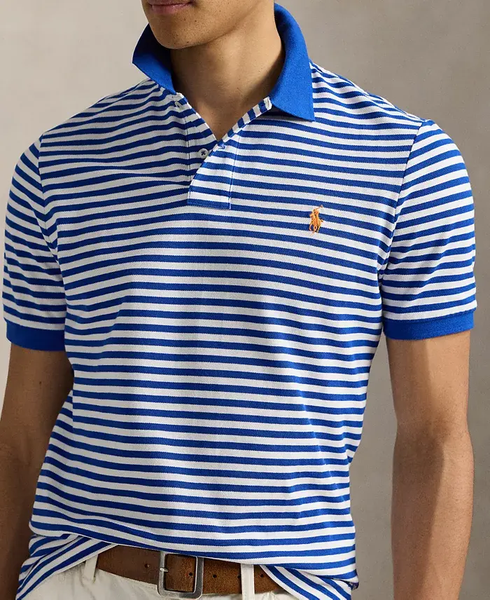 Polo Ralph Lauren Men's Classic-Fit Striped Mesh Polo Shirt Men's Fashion & Accessories