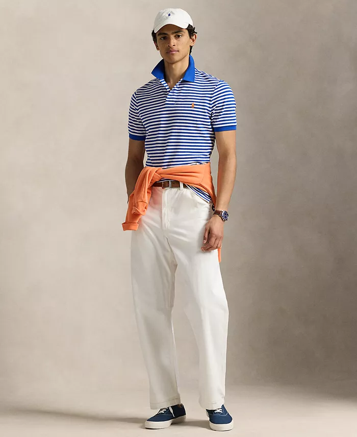 Polo Ralph Lauren Men's Classic-Fit Striped Mesh Polo Shirt Men's Fashion & Accessories