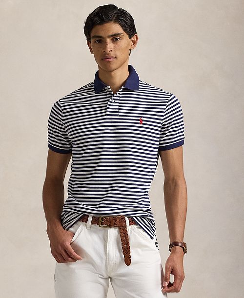 Polo Ralph Lauren Men's Classic-Fit Striped Mesh Polo Shirt Men's Fashion & Accessories