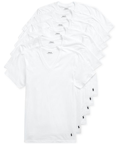 Polo Ralph Lauren Men's Classic-Fit V-Neck Undershirts 5+ 1 Free Bonus Pack Men's Fashion & Accessories