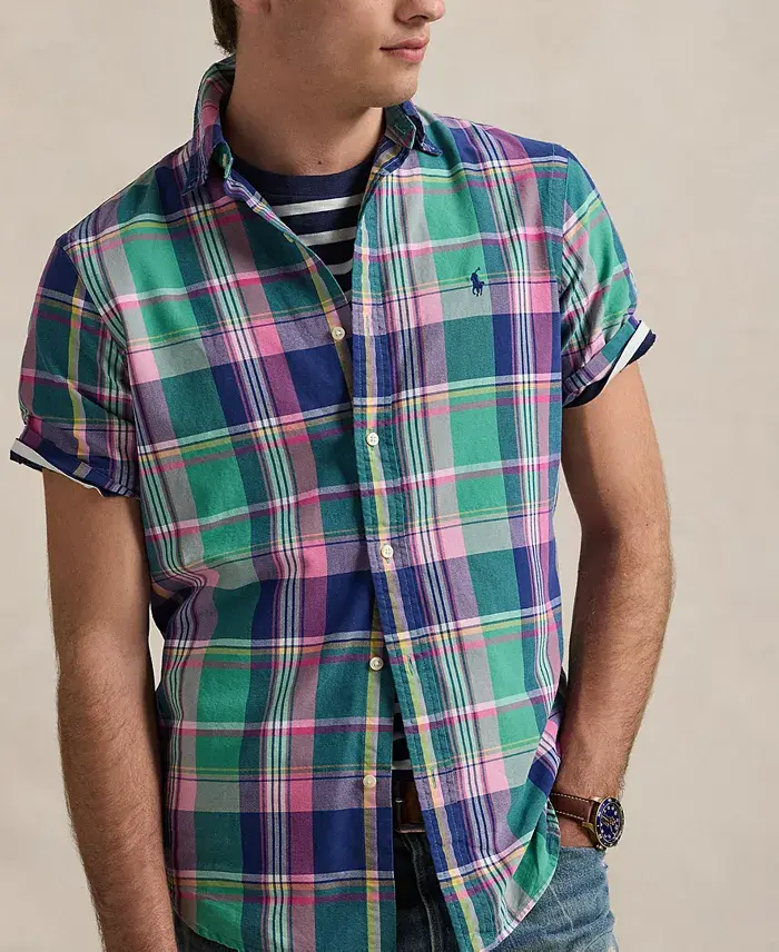 Polo Ralph Lauren Men's Classic-Fit Yarn-Dyed Plaid Cotton Oxford Button-Down Shirt Men's Fashion & Accessories