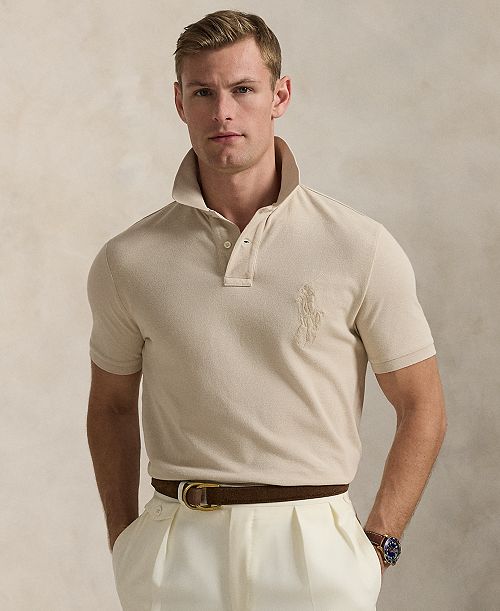 Polo Ralph Lauren Men's Custom Slim Fit Big Pony Mesh Polo Shirt Men's Fashion & Accessories