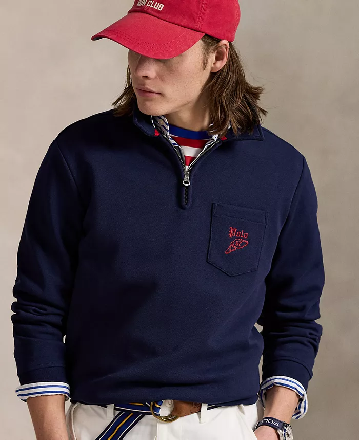 Polo Ralph Lauren Men's Double-Knit Mesh Collared Sweatshirt Men's Fashion & Accessories