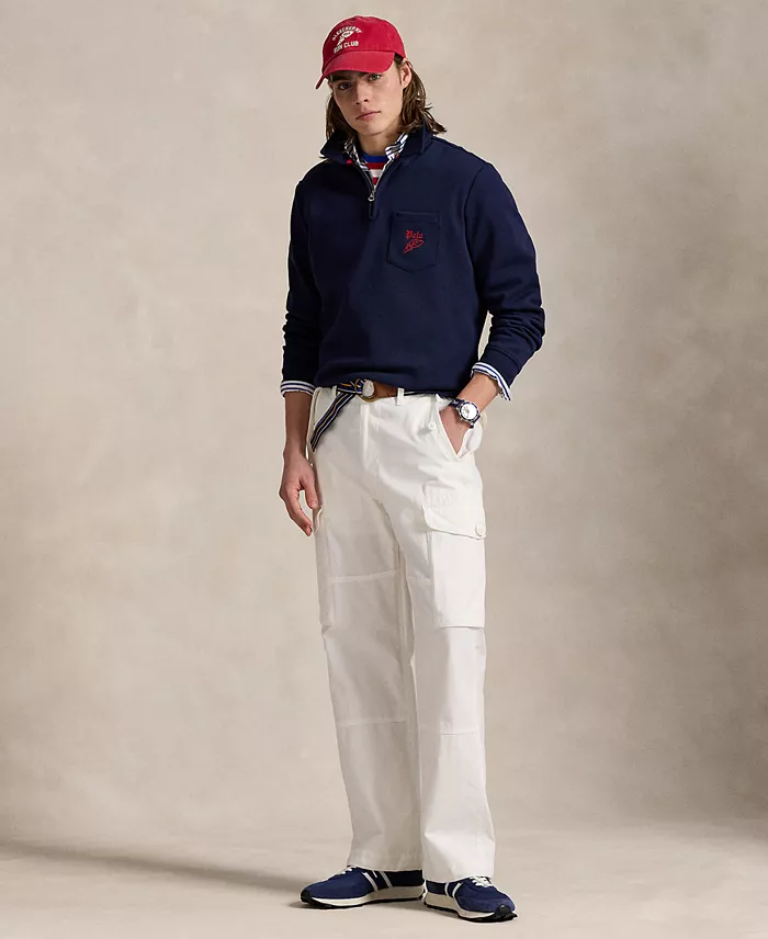 Polo Ralph Lauren Men's Double-Knit Mesh Collared Sweatshirt Men's Fashion & Accessories