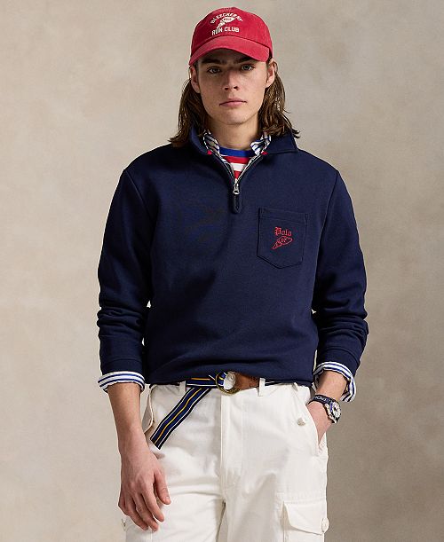 Polo Ralph Lauren Men's Double-Knit Mesh Collared Sweatshirt Men's Fashion & Accessories