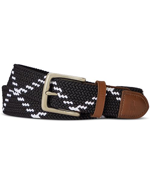Polo Ralph Lauren Men's Leather-Trim Webbed Belt Men's Fashion & Accessories
