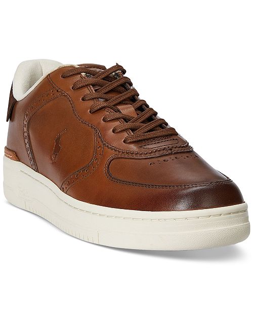 Polo Ralph Lauren Men's Masters Court Burnished Leather Sneaker Men's Shoes