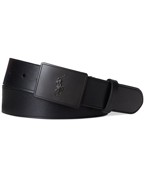 Polo Ralph Lauren Men's Plaque-Buckle Leather Belt Men's Fashion & Accessories