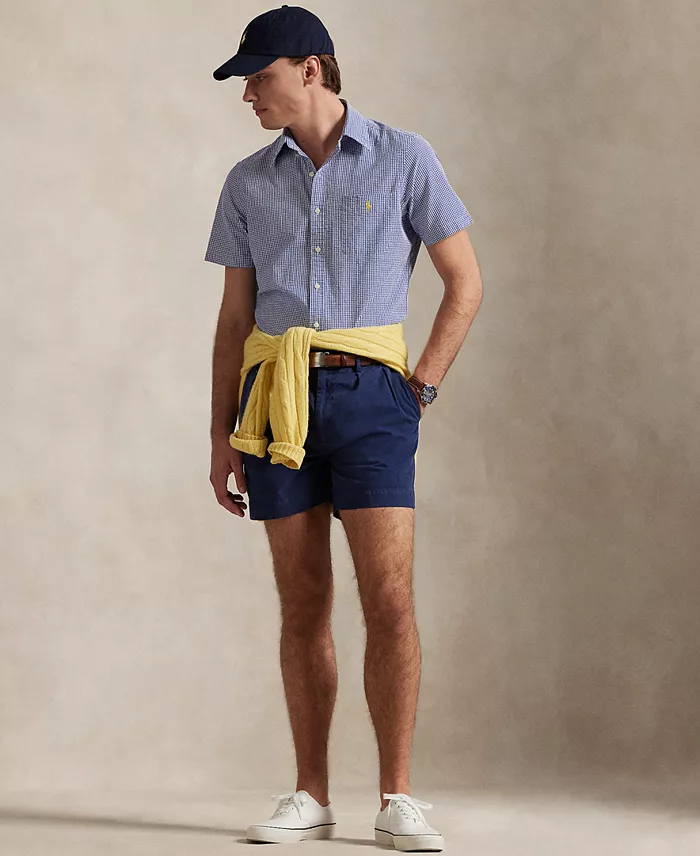 Polo Ralph Lauren Men's RL Prepster Classic-Fit Checked Seersucker Shirt Men's Fashion & Accessories