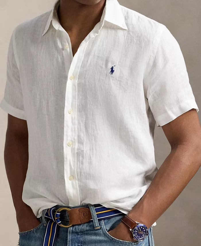 Polo Ralph Lauren Men's Short-Sleeve Linen Button-Up Men's Fashion & Accessories