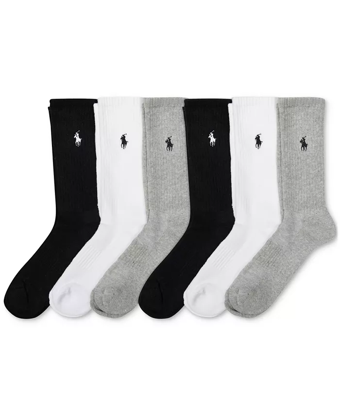 Polo Ralph Lauren Women's 6-Pk. Cushion Crew Socks Women's Fashion Shoes & Accessories