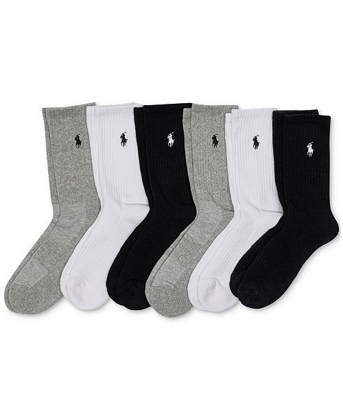 Polo Ralph Lauren Women's 6-Pk. Cushion Crew Socks Women's Fashion Shoes & Accessories