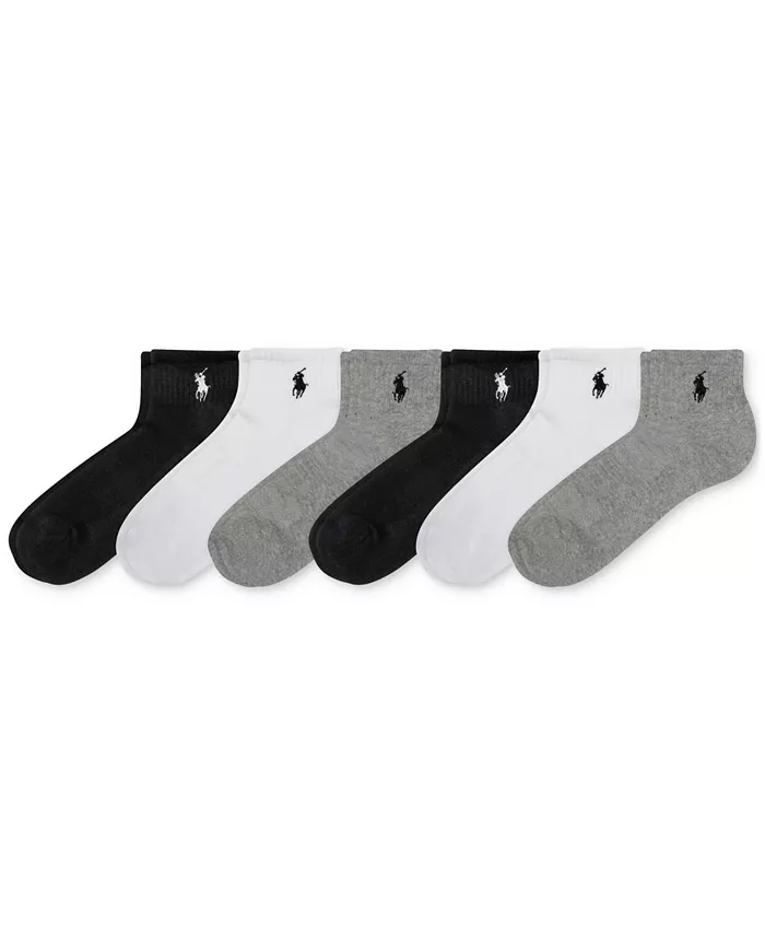 Polo Ralph Lauren Women's 6-Pk. Cushion Quarter Socks Women's Fashion Shoes & Accessories