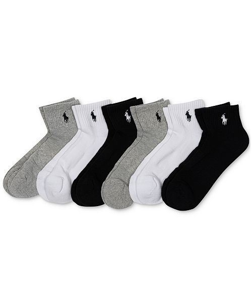 Polo Ralph Lauren Women's 6-Pk. Cushion Quarter Socks Women's Fashion Shoes & Accessories