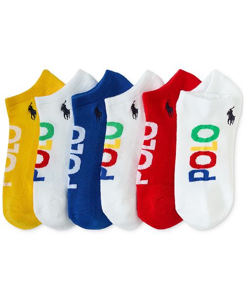 Polo Ralph Lauren Women's 6-Pk. Polo Logo Low-Cut Socks Women's Fashion Shoes & Accessories