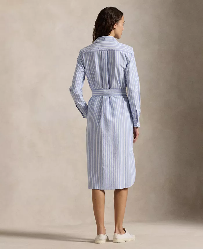Polo Ralph Lauren Women's Belted Cotton Oxford Shirtdress Women's Fashion Shoes & Accessories