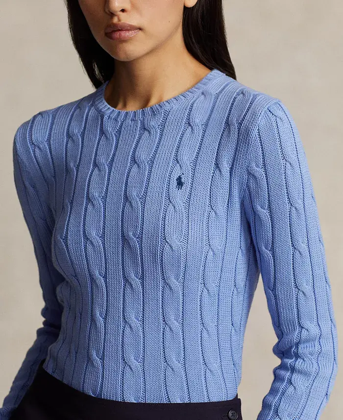 Polo Ralph Lauren Women's Cable-Knit Cotton Crewneck Sweater Women's Fashion Shoes & Accessories