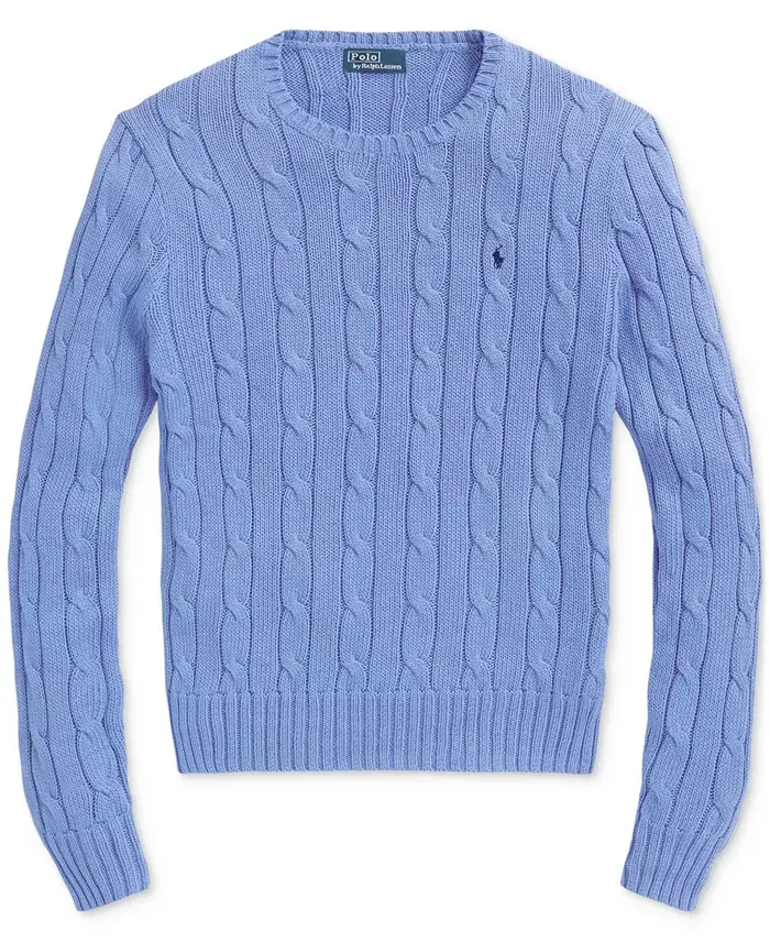 Polo Ralph Lauren Women's Cable-Knit Cotton Crewneck Sweater Women's Fashion Shoes & Accessories