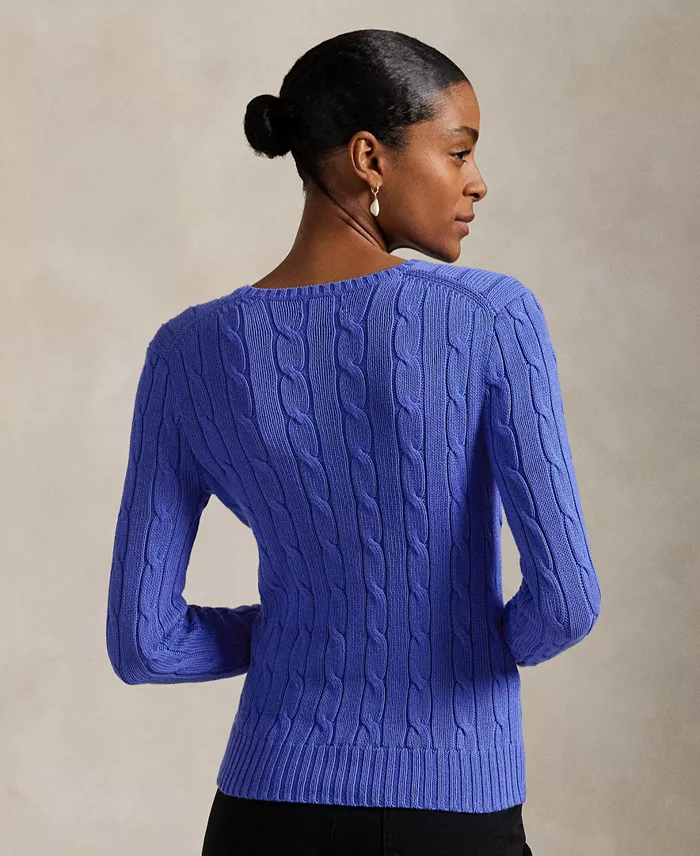 Polo Ralph Lauren Women's Cable-Knit Cotton Crewneck Sweater Women's Fashion Shoes & Accessories