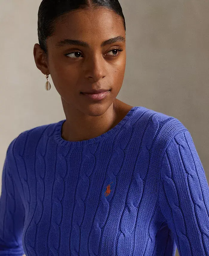 Polo Ralph Lauren Women's Cable-Knit Cotton Crewneck Sweater Women's Fashion Shoes & Accessories
