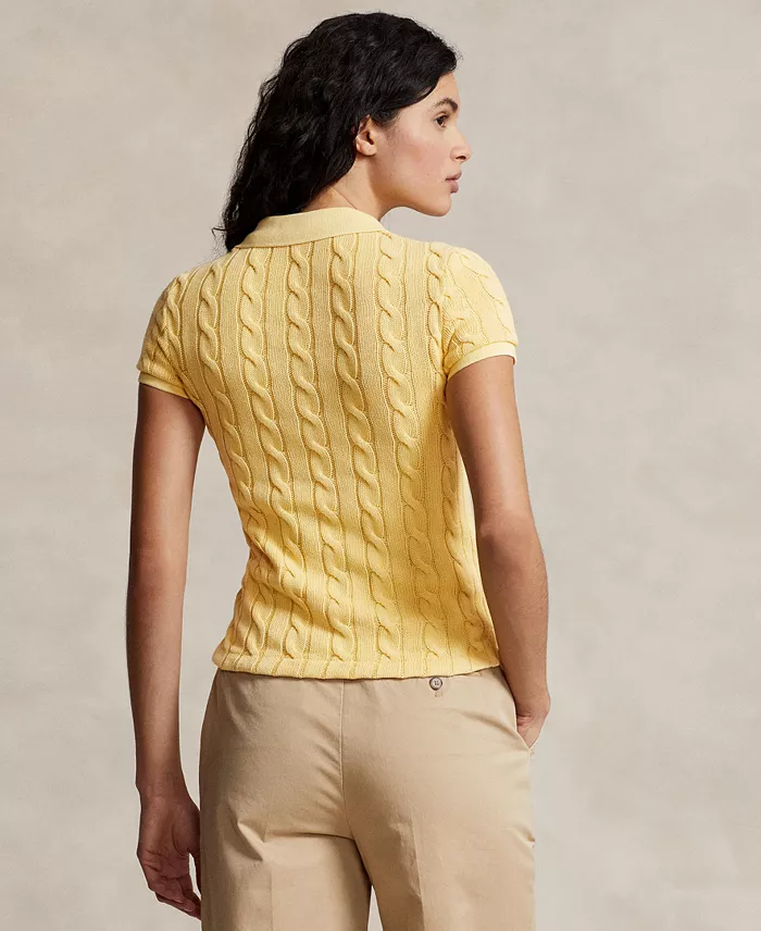 Polo Ralph Lauren Women's Cable-Knit Polo Shirt Women's Fashion Shoes & Accessories