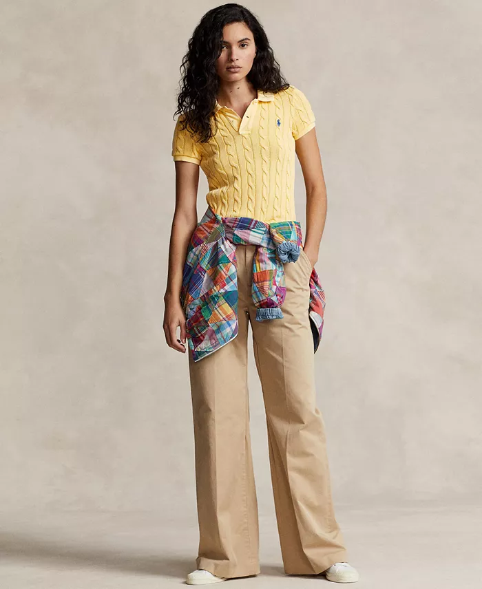 Polo Ralph Lauren Women's Cable-Knit Polo Shirt Women's Fashion Shoes & Accessories