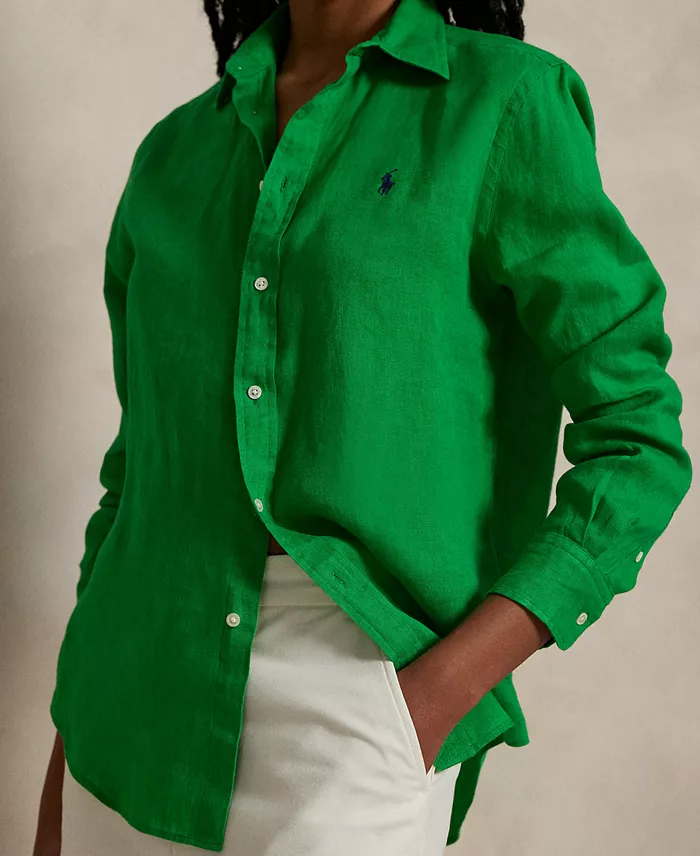 Polo Ralph Lauren Women's Classic-Fit 100% Linen Shirt Women's Fashion Shoes & Accessories