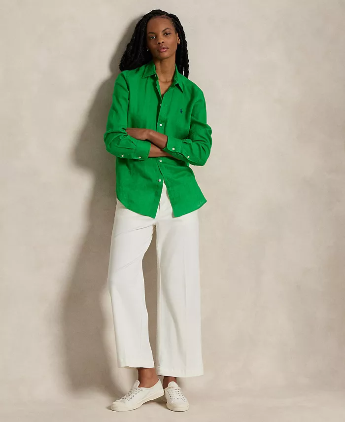 Polo Ralph Lauren Women's Classic-Fit 100% Linen Shirt Women's Fashion Shoes & Accessories