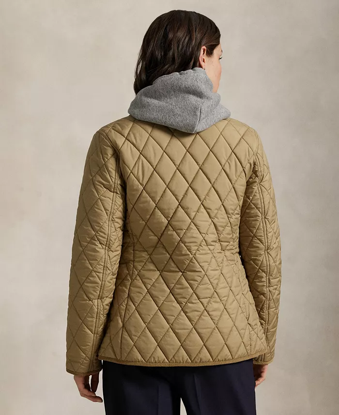 Polo Ralph Lauren Women's Corduroy-Trim Quilted Barn Jacket Women's Fashion Shoes & Accessories