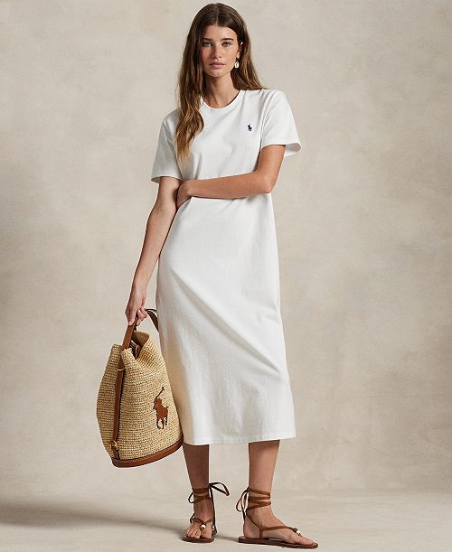 Polo Ralph Lauren Women's Cotton Jersey Tee Dress Women's Fashion Shoes & Accessories