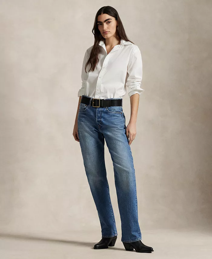 Polo Ralph Lauren Women's Cotton Woven Oversize Shirt Women's Fashion Shoes & Accessories