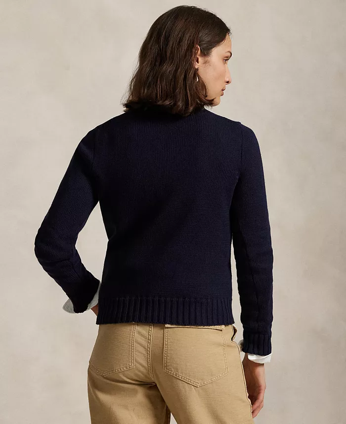 Polo Ralph Lauren Women's Flag Cotton Crewneck Sweater Women's Fashion Shoes & Accessories