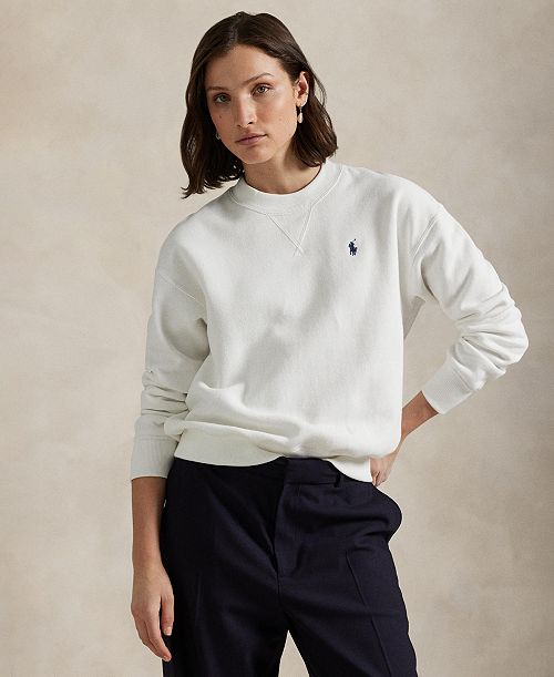 Polo Ralph Lauren Women's Fleece Crewneck Sweatshirt Women's Fashion Shoes & Accessories