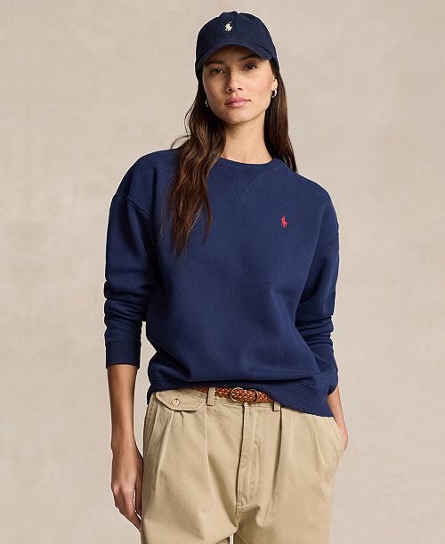 Polo Ralph Lauren Women's Fleece Crewneck Sweatshirt Women's Fashion Shoes & Accessories