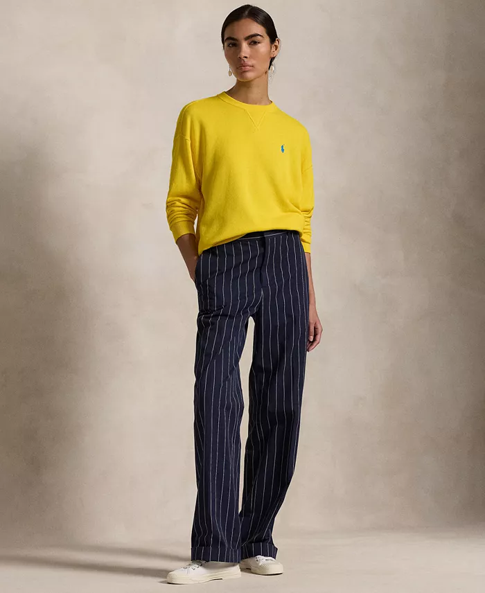 Polo Ralph Lauren Women's Lightweight Fleece Crewneck Pullover Sweatshirt Women's Fashion Shoes & Accessories