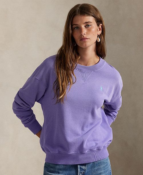 Polo Ralph Lauren Women's Lightweight Fleece Crewneck Sweatshirt Women's Fashion Shoes & Accessories